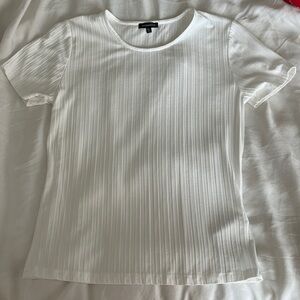 Crew Neck Ribbed White Tee